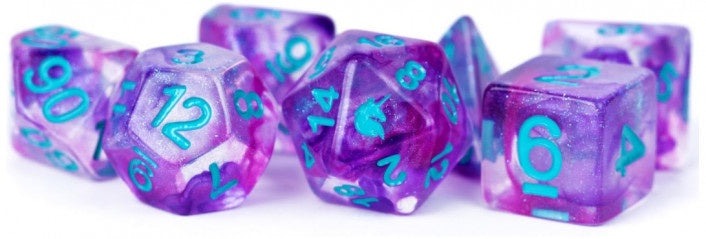 Metallic Dice Games - Unicorn Resin Polyhedral Dice Set - Violet Infusion - Good Games