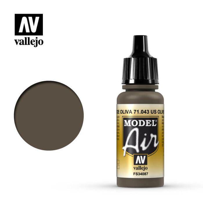 Vallejo Model Air - Us Olive Drab 17ml Acrylic Paint (AV71043)