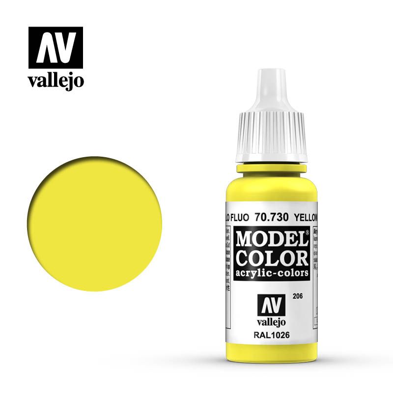 Vallejo Model Colour - Fluorescent Yellow 17ml Acrylic Paint (AV70730) - Good Games