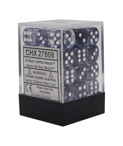 Chessex - Nebula 12mm D6 Set - Black/White (CHX27808) - Good Games