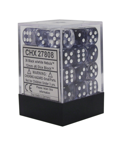 Chessex - Nebula 12mm D6 Set - Black/White (CHX27808) - Good Games