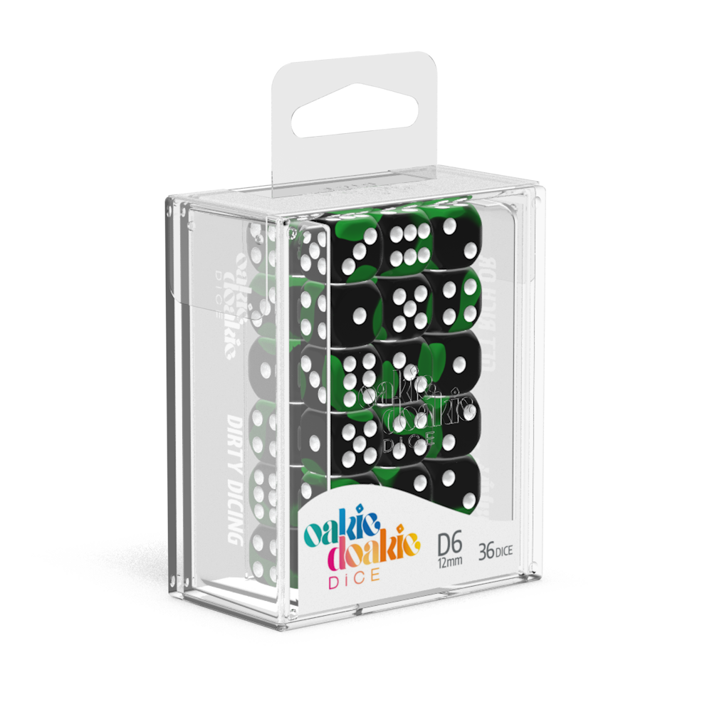 Oakie Doakie Dice - D6 12mm Glow In The Dark Biohazard (36)
