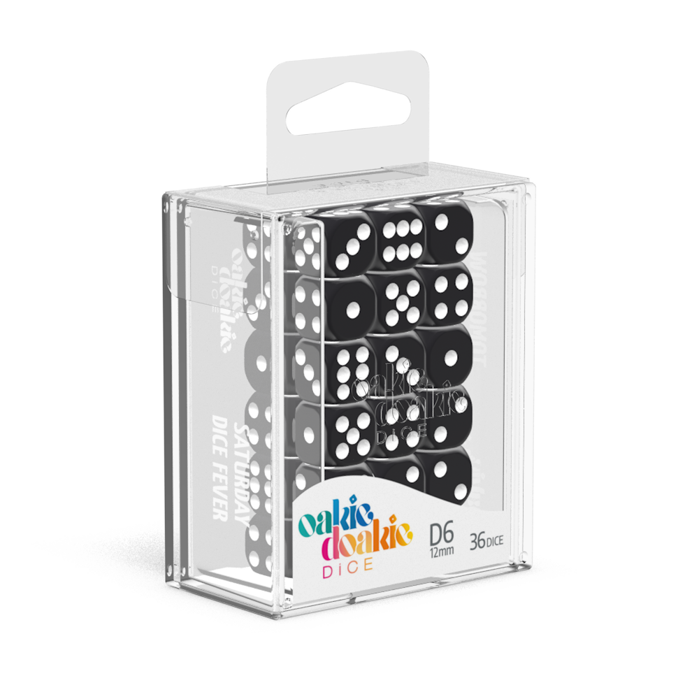 Oakie Doakie Dice - D6 12mm Solid Black (36) - Good Games