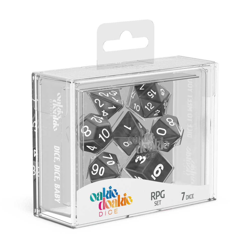 Oakie Doakie Dice - RPG Set Marble Black (12)