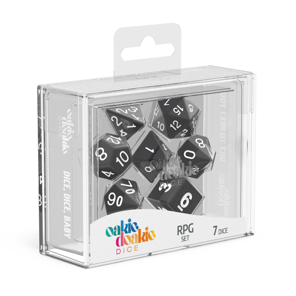 Oakie Doakie Dice - RPG Set Solid Black (7)