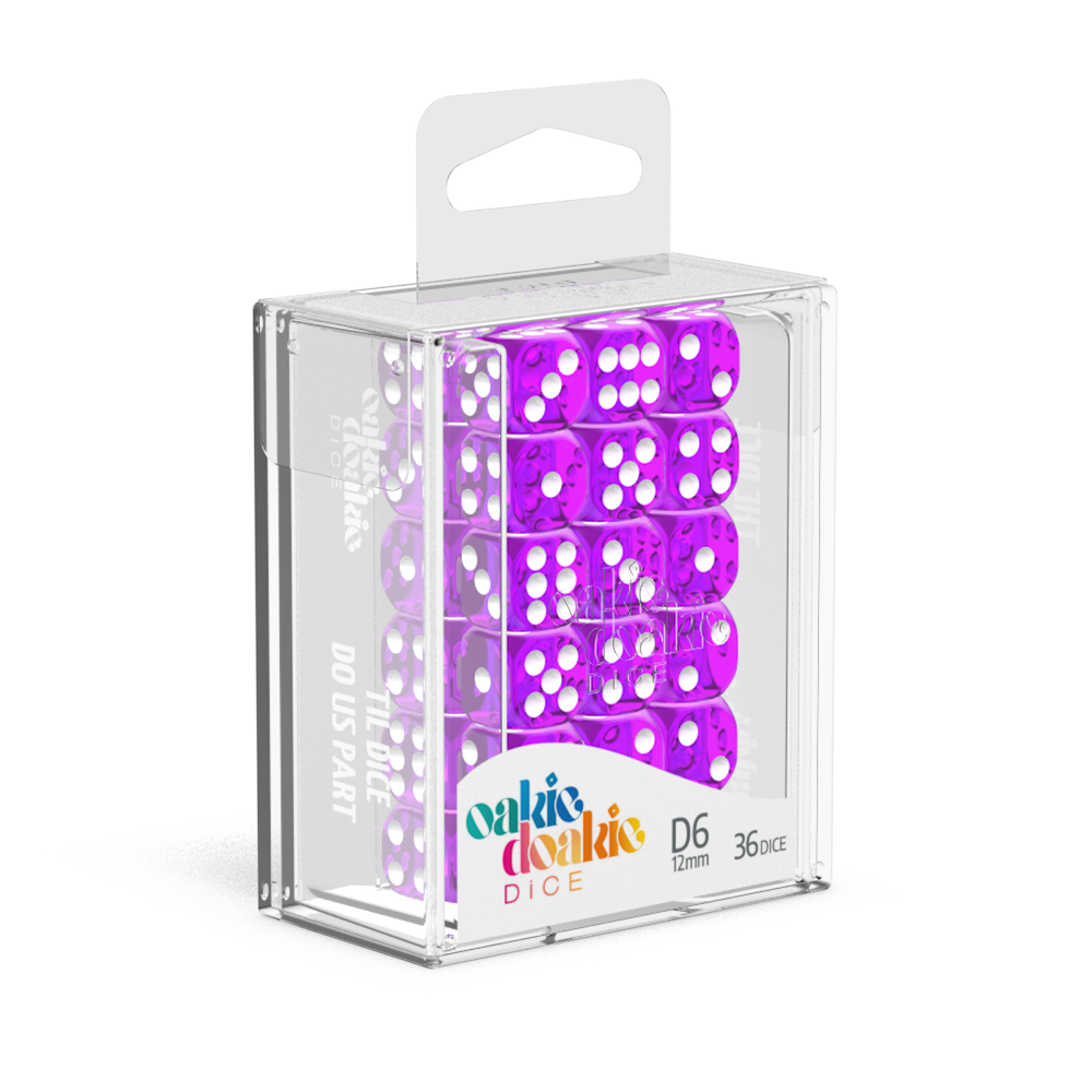 Oakie Doakie Dice - D6 12mm Translucent Purple (36)