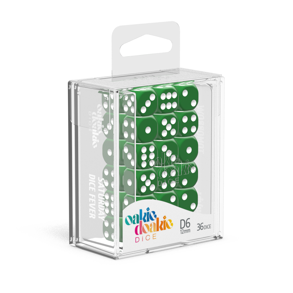 Oakie Doakie Dice - D6 12mm Solid Green (36)