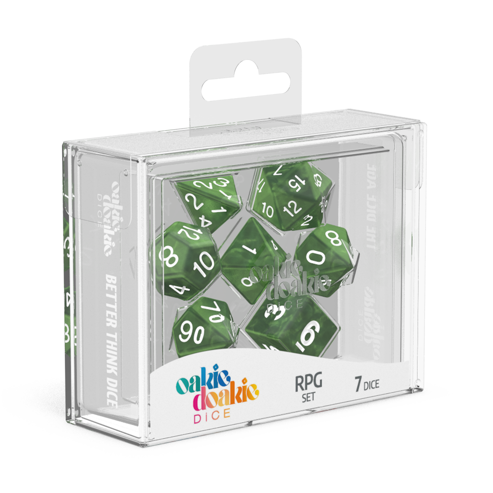 Oakie Doakie Dice - RPG Set Marble Green (7)