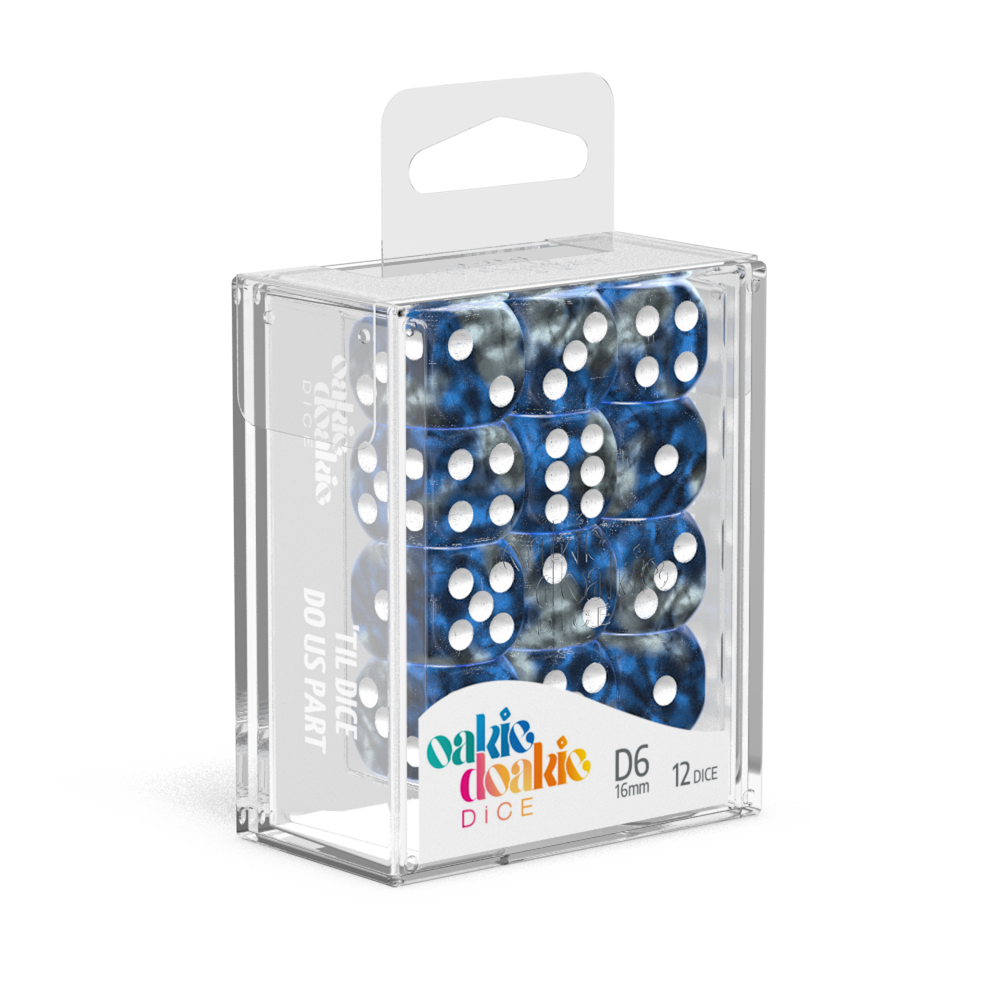 Oakie Doakie Dice - D6 16mm Gemidice Liquid Steel (12)