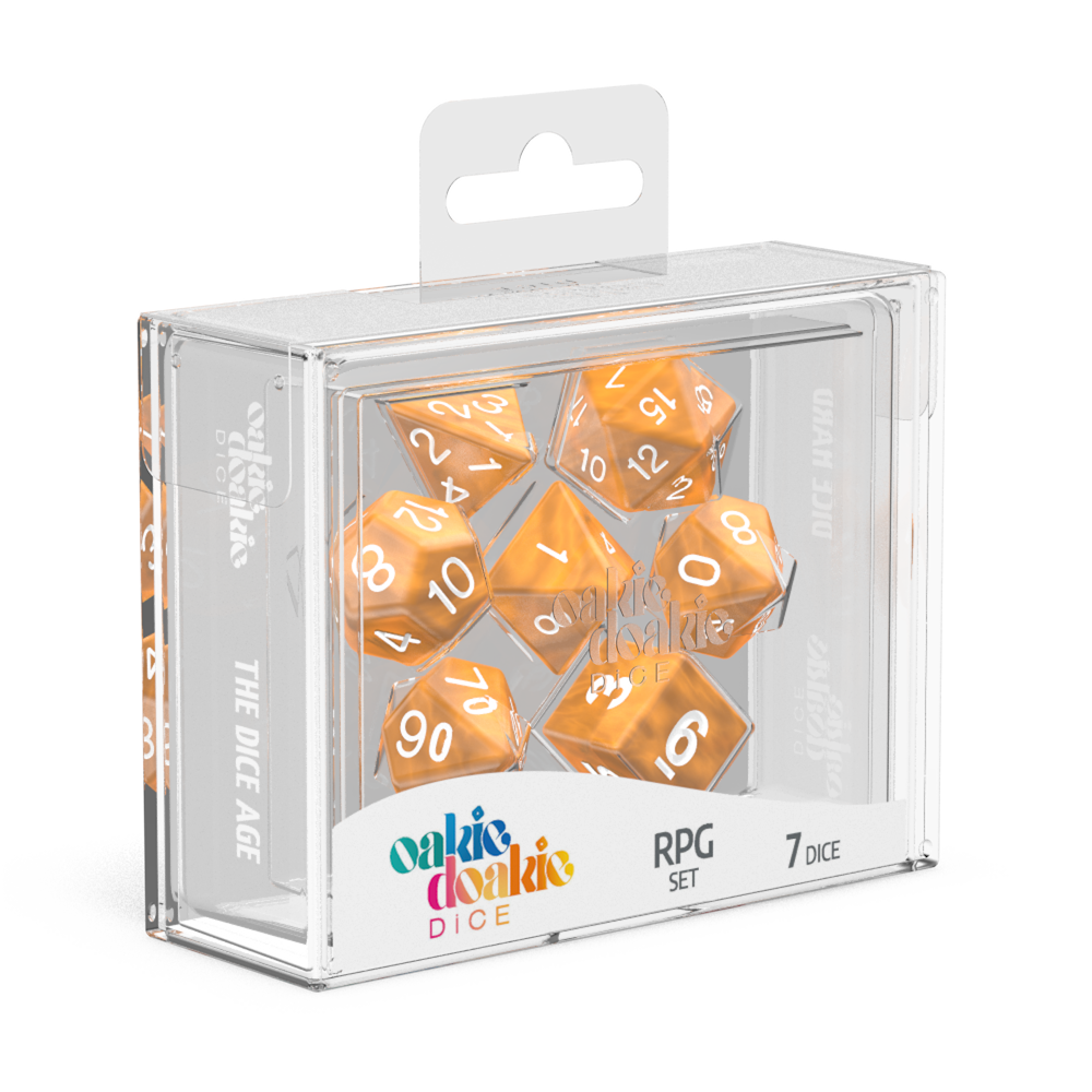 Oakie Doakie Dice - RPG Set Marble Orange (7)