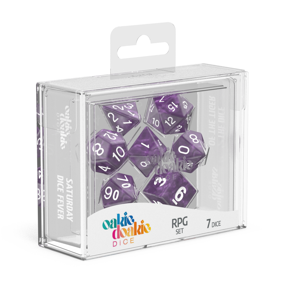 Oakie Doakie Dice - RPG Set Marble Purple (7)