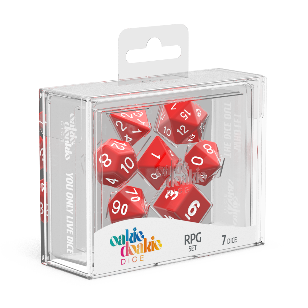 Oakie Doakie Dice - RPG Set Solid Red (7)