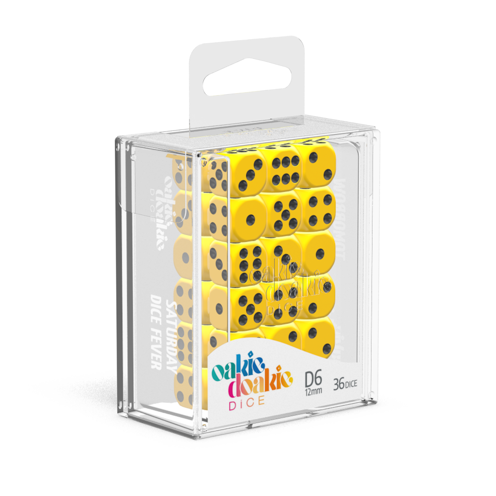 Oakie Doakie Dice - D6 12mm Solid Yellow (36)