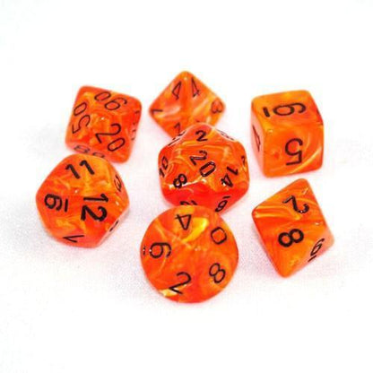 Chessex - Vortex Polyhedral 7-Die Set - Orange/Black (CHX27433) - Good Games