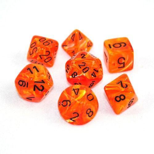 Chessex - Vortex Polyhedral 7-Die Set - Orange/Black (CHX27433)