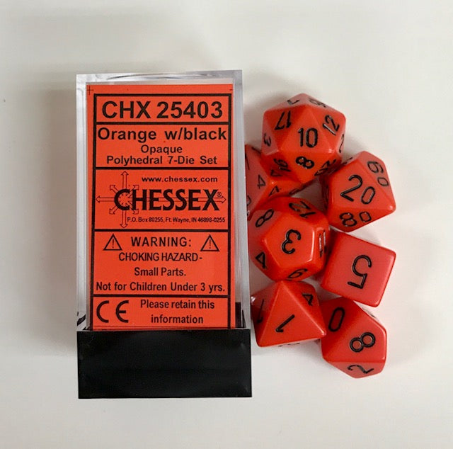 Chessex - Opaque Polyhedral 7-Die Set - Orange/Black (CHX25403)