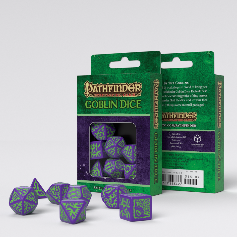Q Workshop - Pathfinder Goblin Purple &amp; Green Dice Set - Good Games
