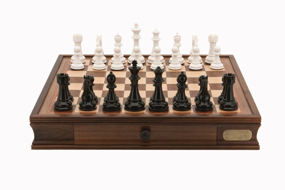 Dal Rossi Italy Chess Set 20 With Black & White Weighted Chess Pieces 101mm Pieces - Good Games