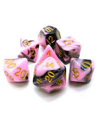 Metallic Dice Games - Acrylic Dice Set Gold Numbers - Pink/Black
