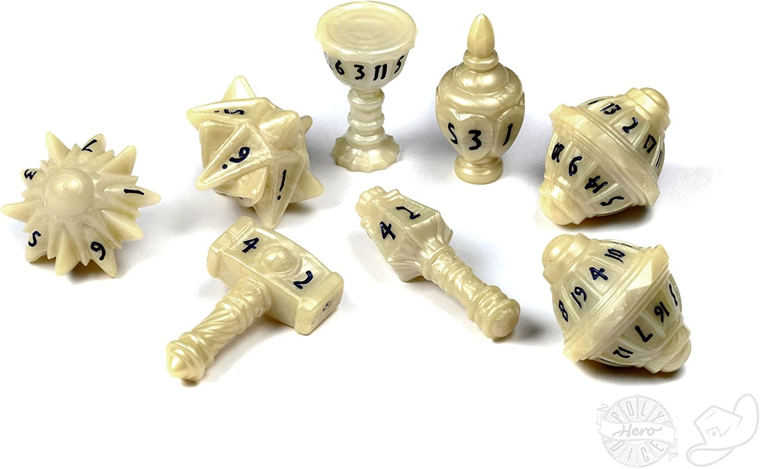 PolyHero Cleric 8 Dice Set Celestial Ivory - Good Games