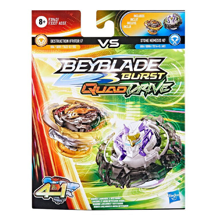 Beyblade Quad Drive Dual Pack Assortment (Destruction Ifritor 17 v Stone Nemesis N7) - Good Games