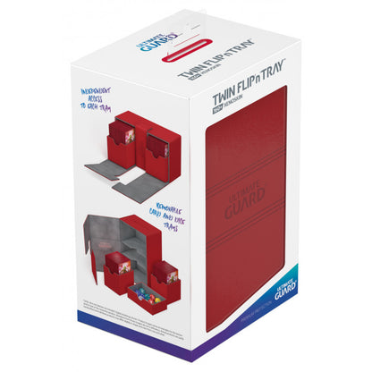 Ultimate Guard - Twin Flip N Tray Deck Case 160+ Standard Size Xenoskin Red New Design - Good Games