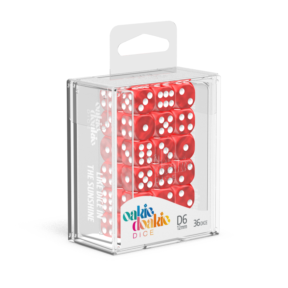 Oakie Doakie Dice - D6 12mm Marble Red (36)