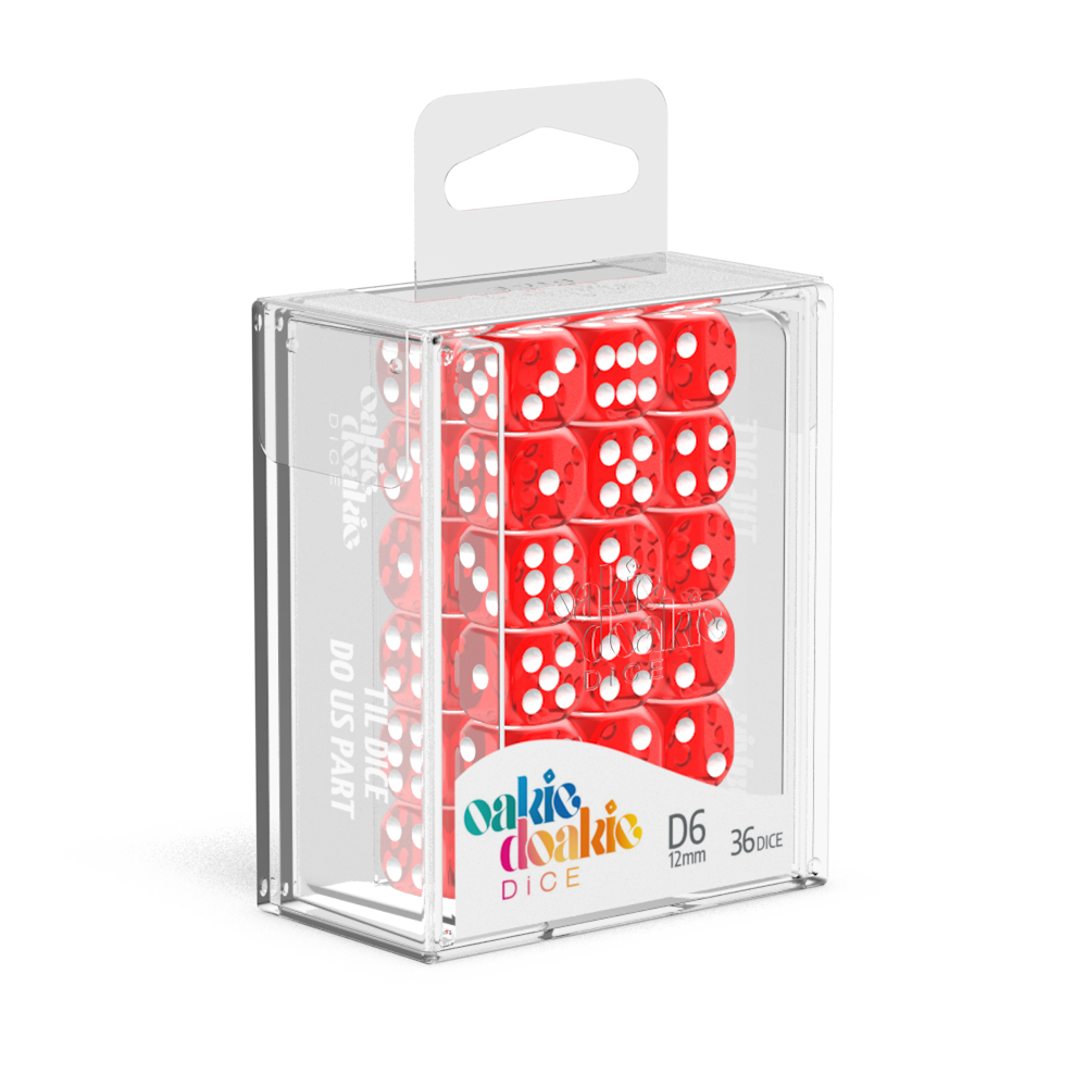 Oakie Doakie Dice - D6 12mm Translucent Red (36) - Good Games