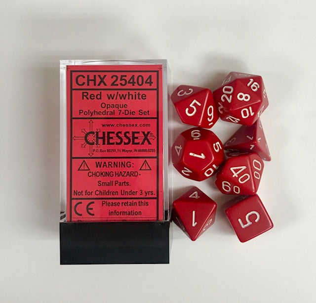 Chessex - Opaque Polyhedral 7-Die Set - Red/White (CHX25404)