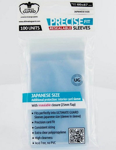 Ultimate Guard Precise-Fit Sleeves Resealable Size Transparent (100) - Good Games