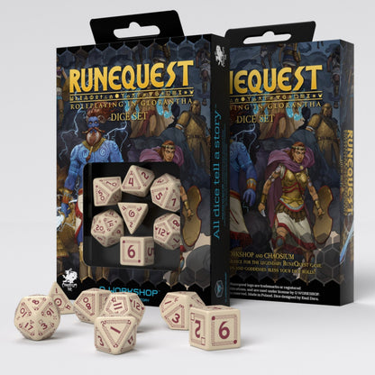 Q Workshop - Runequest Beige and Burgundy Dice Set - Good Games