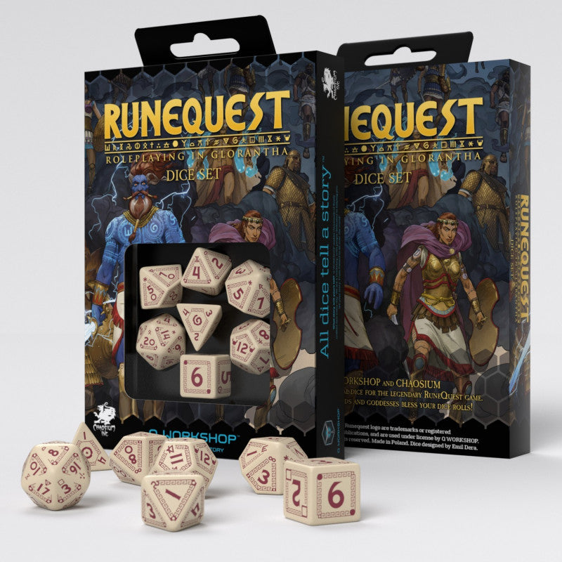Q Workshop - Runequest Beige and Burgundy Dice Set - Good Games