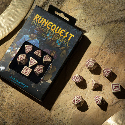 Q Workshop - Runequest Beige and Burgundy Dice Set - Good Games