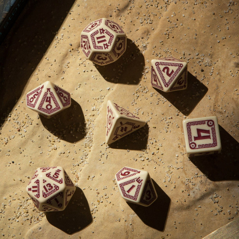 Q Workshop - Runequest Beige and Burgundy Dice Set - Good Games
