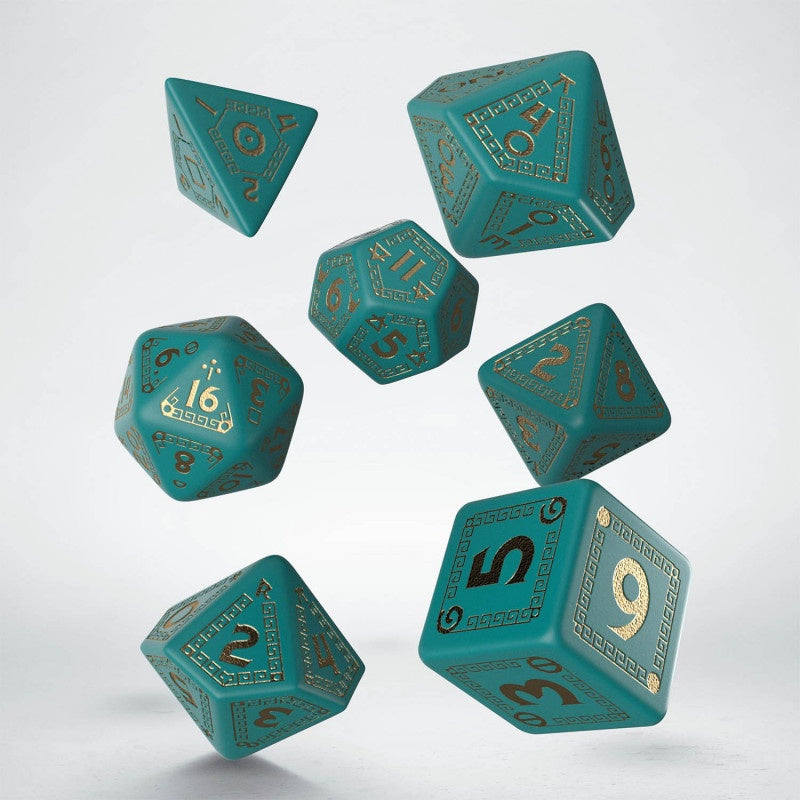 Q Workshop - Runequest Turquoise and Gold Dice Set 7 - Good Games