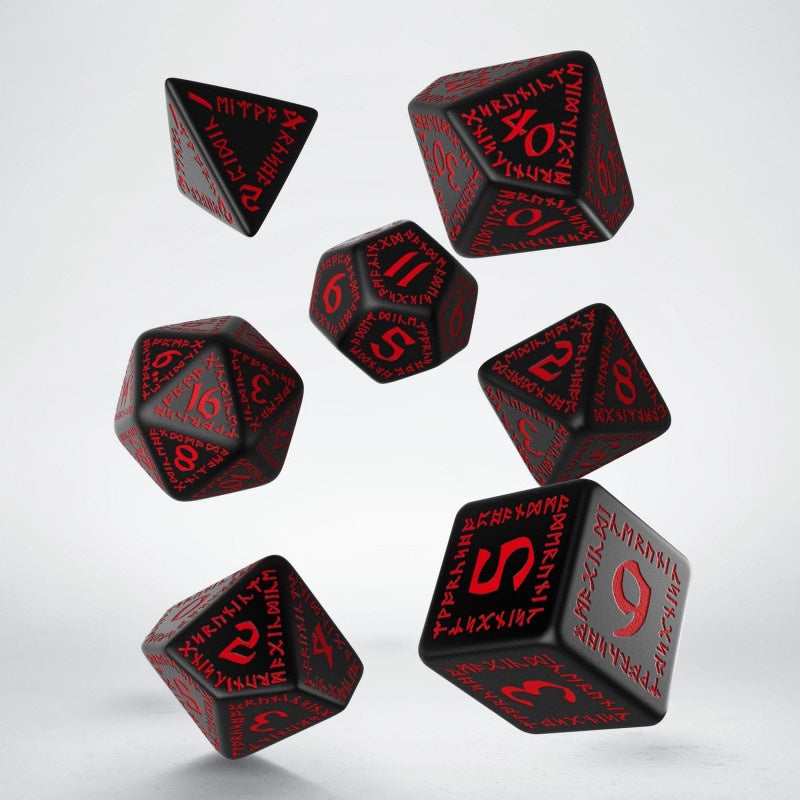 Q Workshop - Runic Black &amp; Red Dice Set 7 - Good Games
