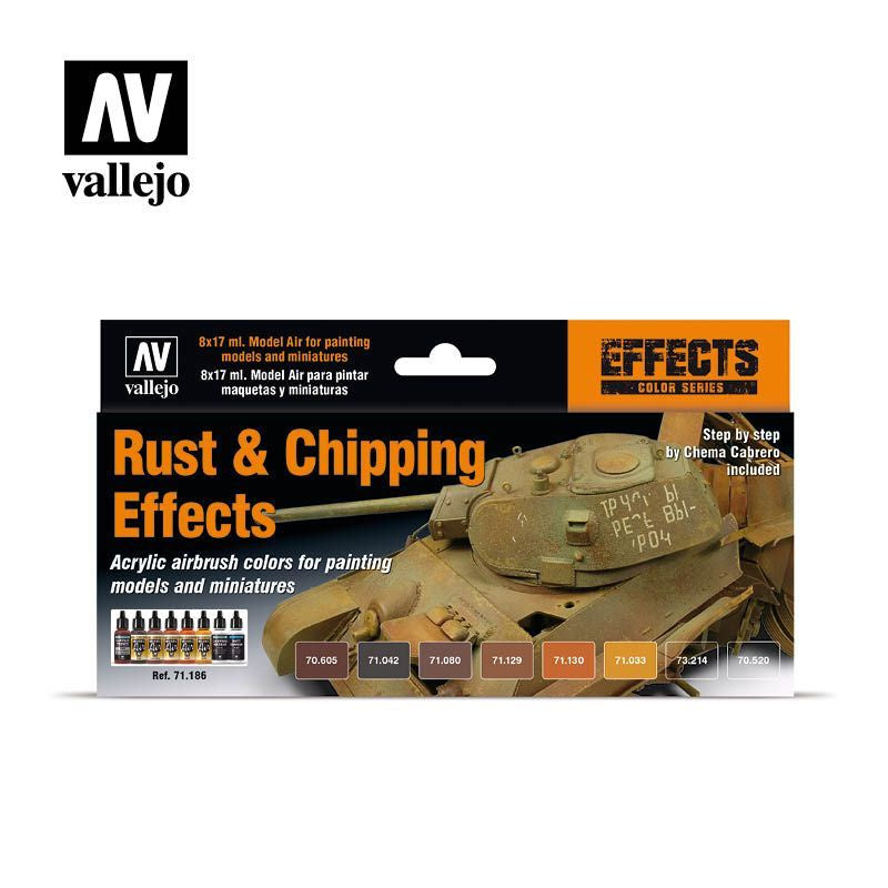 Vallejo Model Air - Effects 8 Colour Set Rust & Chipping Effects 17ml - Good Games