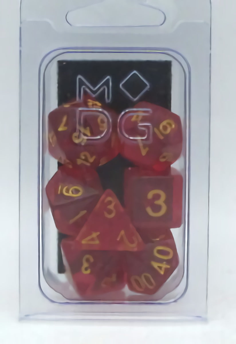 Metallic Dice Games - Unicorn Resin Polyhedral Dice Set - Red - Good Games