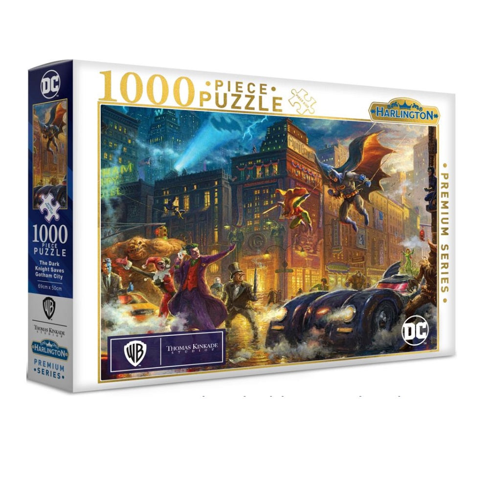 Harlington - Thomas Kinkade DC Comics The Dark Knight Saves Gotham City 1000 Piece Jigsaw - Good Games