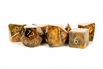 Metallic Dice Games - 16mm Polyhedral Dice Set: Tigers Eye - Good Games