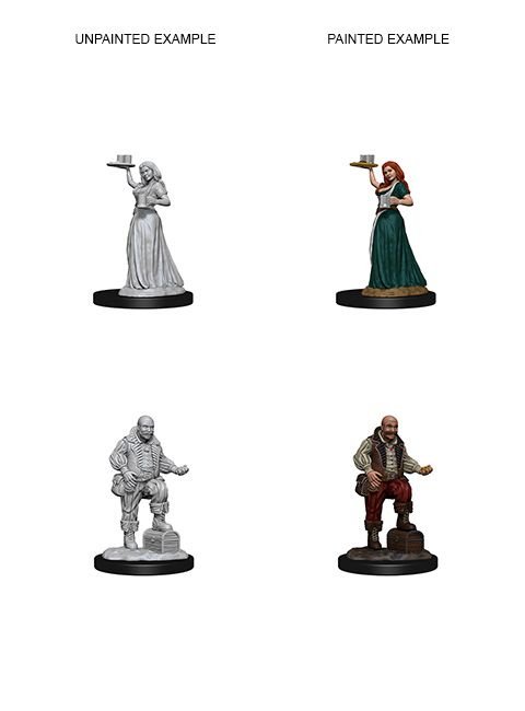 Pathfinder Deep Cuts Unpainted Miniatures Merchants (Serving Girl/Merchant) - Good Games