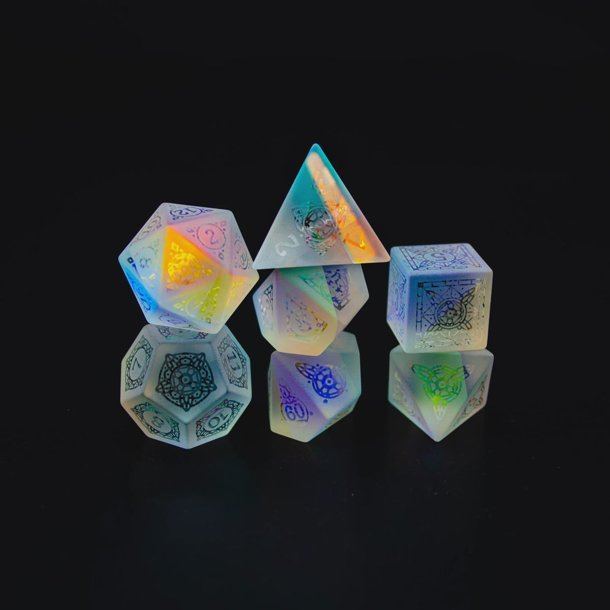 Level Up Dice - Stained Holographic Glass Polyhedral Dice Set - Good Games