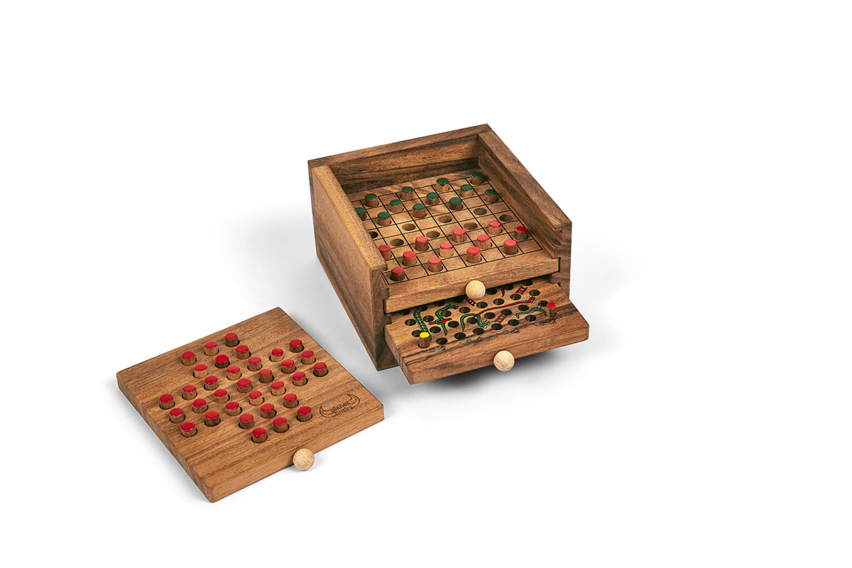 Classic Game Stack 3 Drawer - Solitaire - Snakes &amp; Ladders - Draughts