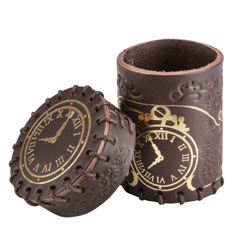 Q Workshop - Steampunk Brown & Golden Leather Dice Cup - Good Games