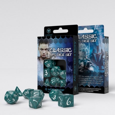 Q Workshop - Classic RPG Stormy &amp; white Dice Set (7)