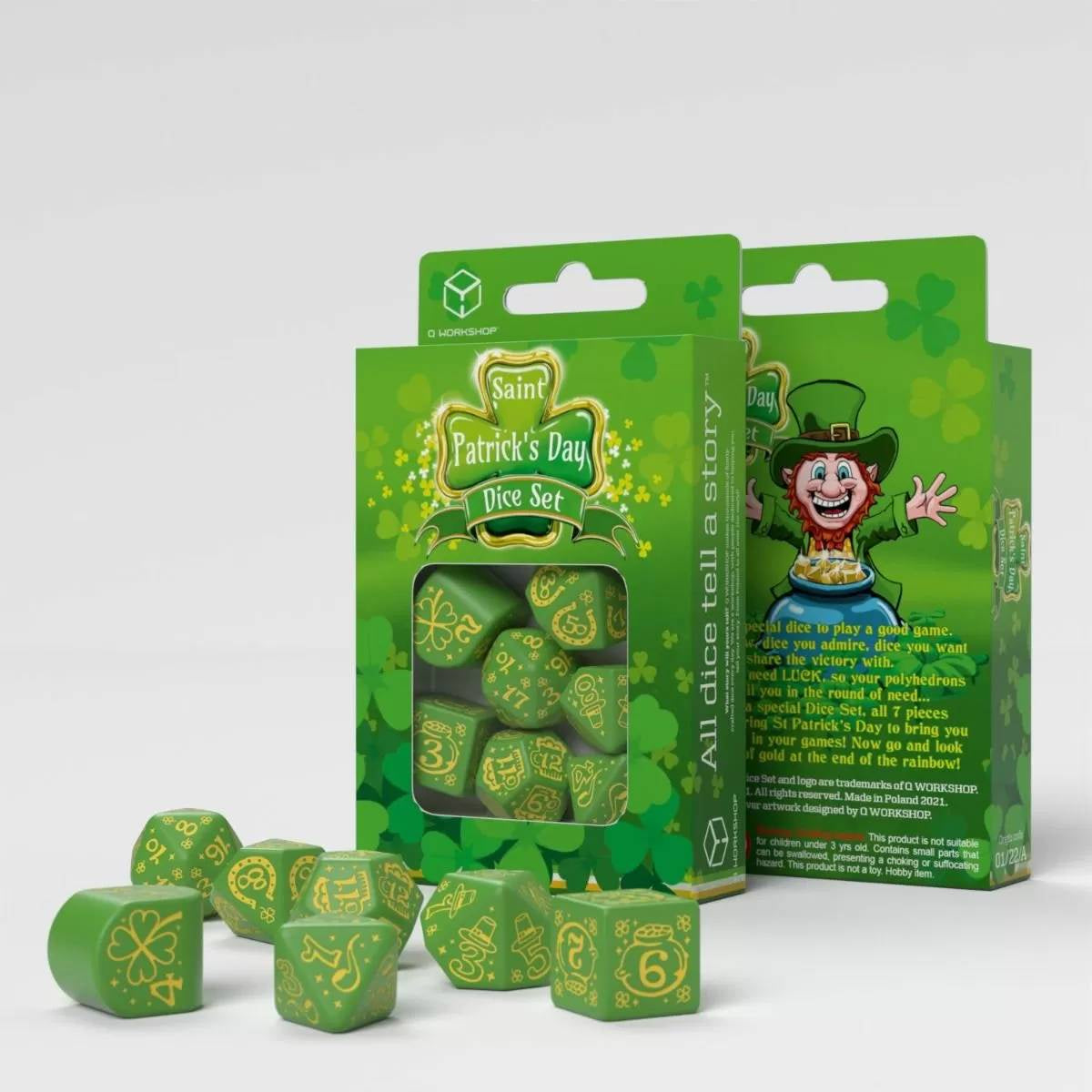 Q Workshop - St Patrick The Lucky Charm Dice Set 7 - Good Games