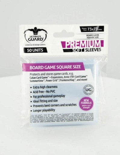 Ultimate Guard Premium Soft Sleeves For Board Game Cards Square (50) - Good Games