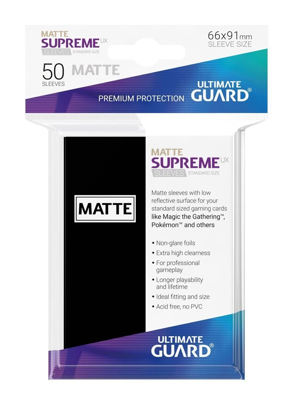 Ultimate Guard - Supreme UX Standard Sleeves Matte Black (50) - Good Games