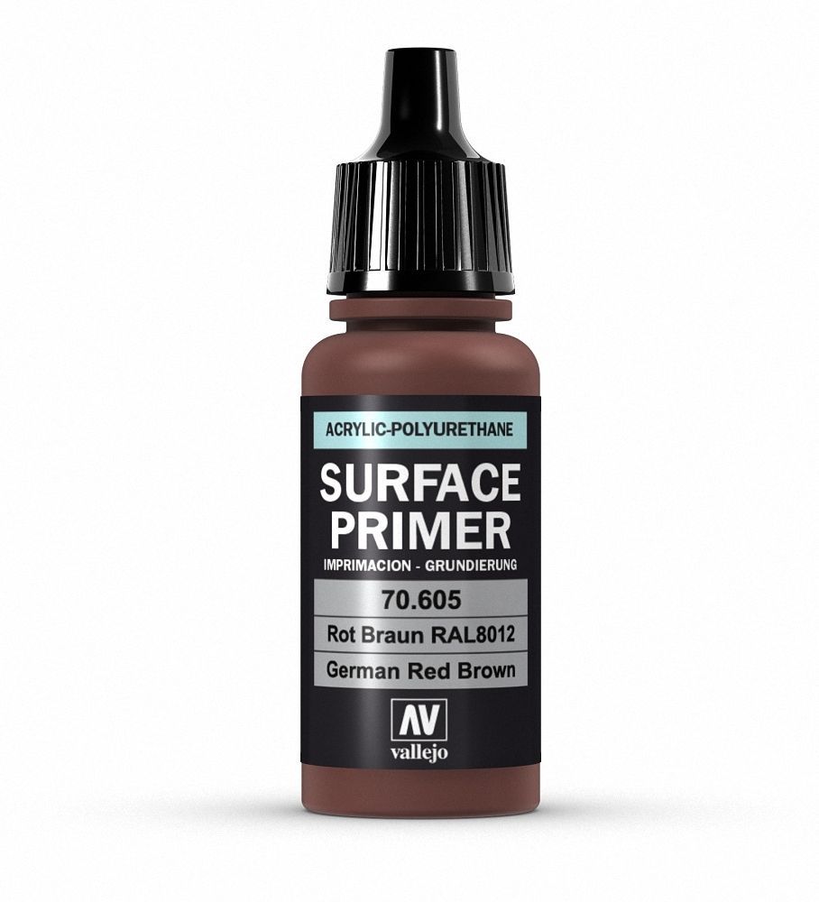 Vallejo Surface Primer 17ml Acrylic Paint - German Red Brown 70605 - Good Games