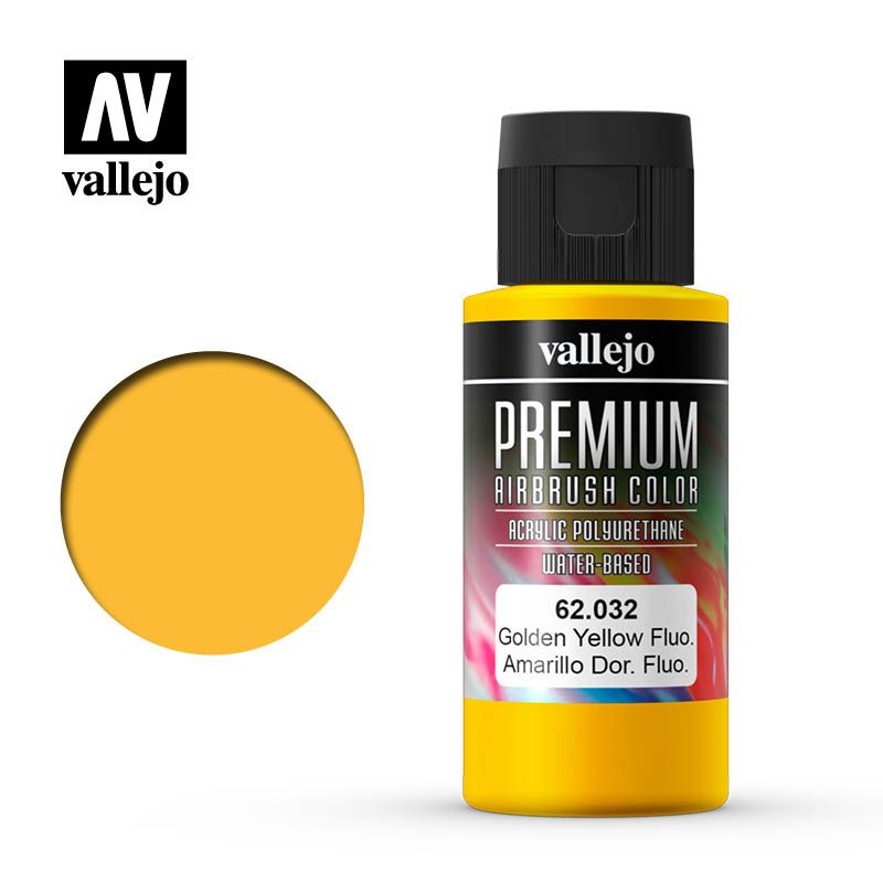 Vallejo Premium Colour - Fluorescent Gondel Yellow 60ml Acrylic Paint (AV62032) - Good Games